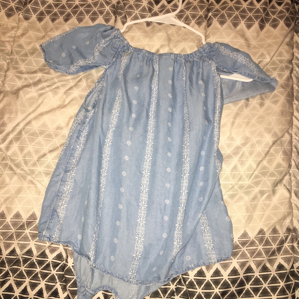 Blue tie up shirt